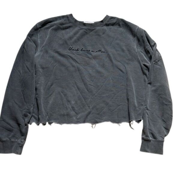 Phenomenal Black Lives Matter Embroidered Sweatshirt Gray Medium Cropped - Picture 1 of 7